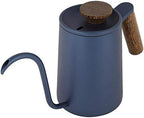 Fdit Gooseneck Coffee Kettle, Precision Pour Stovetop Drip Pot for Pour Over Tea 304 Stainless Steel Blue Wooden Handle Thermometer Lid Vent 600ml 1 Pack - Image 7