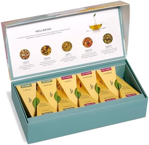 Tea Forte Café Cup Tea Gift Set, Wellbeing, 10 Pyramid Infusers - Image 5