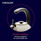 Circulon Enamel on Steel Whistling Induction Teakettle, Tea Kettle for Stovetop with Flip-Up Spout, 2-Quart, Gray - Image 5