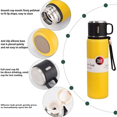 1000ml Double wall vacuum Leakproof stainless steel wide mouth insulated water bottle,tea tumbler with tea strainer infuser basket,cup and lid; travel coffee thermoses hot drinks,cold thermal flask - Image 2