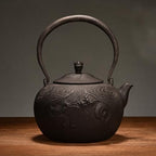 Cast Iron Teapot, Stovetop Safe Tea Kettle With handle, Asian Style Handmade Tea Pot For Home Camping Outdoor Use(1.2L, BlackH) by Unknown