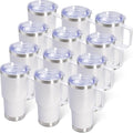 20 oz Tumbler with Handle and Lid Insulated Travel Coffee Mug White 12P by ATQTQ