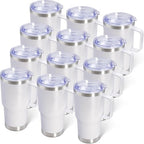 20 oz Tumbler with Handle and Lid Insulated Travel Coffee Mug White 12P by ATQTQ