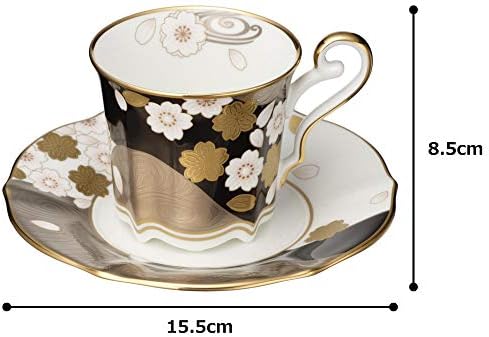 Noritake coffee cup and saucer 200cc Ayaminamo cherry blossoms gold and silver colors bone china T52506 / 4939-1 - Image 7