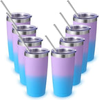 Volhoply 20oz Stainless Steel Tumbler with Lid and Straw Bulk 8 Pack,Double Wall Insulated Travel Iced Coffee Mug Fits Cup Holder,Powder Coated Cups for Hot/Cold Drinks,Christmas Gifts（lavender,8 Set） by LiveFully%EF%BC%8CDrinkFreely%E2%80%94KeepGoingwithVolhoply%EF%BC%81