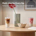 KEMORELA 20oz Begonia Flower Iced Coffee Cups with Lids, Reusable Glass Cup - Image 2