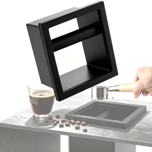 Espresso Knock Box Chute, Stainless Steel Built-in Desktop Coffee Knock Box with Detachable Rubber Rod, Rectangle Bottomless Espresso Knock Box (Black) by Lumirio