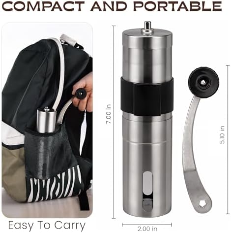 Manual Coffee Grinder - 18 Adjustable Settings, Stainless Steel Conical Burr Coffee Bean Grinder, Portable, Durable & Travel Friendly - With Silicone Sleeve by KOKOBEAN - Image 4
