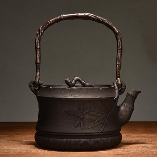 Cast Iron Teapot, Stovetop Safe Tea Kettle With handle, Asian Style Handmade Tea Pot For Home Camping Outdoor Use(1.2L, BlackB) by Unknown