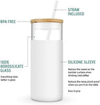 Tronco 20 oz Glass Tumbler with Lids and Straws, Reusable Iced Coffee Cups - Image 5