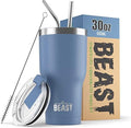 Beast 30 oz Tumbler Stainless Steel Vacuum Insulated Coffee Ice Cup Double Wall Travel Flask (Stormy Sky Blue) by GreensSteel