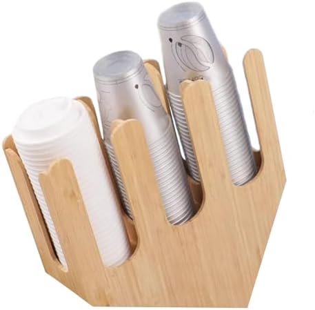 Cup and Lid Holder, Cup Dispenser with Coffee Pods Stand & Straw Organizer, Coffee Bar Organizer for Countertop, Disposable Cups Holder for Coffee Station, Bar, Home,Bamboo 04 by Unknown