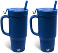 Silipint 32oz Silicone Humbler Tumbler with Handle, Flip Lid and Straw – BPA-Free, Non-Toxic, Unbreakable, Microwave, Dishwasher Safe – Perfect for Tea, Cold Water, Classic Blue - Pack of 2 by Silipint