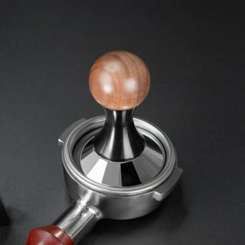 Industrial Distributor Espresso Pressing Set Coffee Tamper Grounds Distributor Tool Pair Walnut And Stainless Steel Material Coordinated Finish Suitable for Home Use Training, 51MM - Image 2