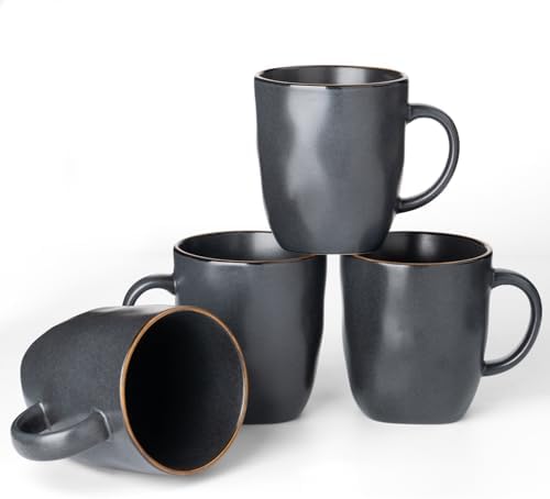 famiware Coffee Mugs Set of 4, Ocean Square 13oz Coffee Cup Set with Handle by Famiware