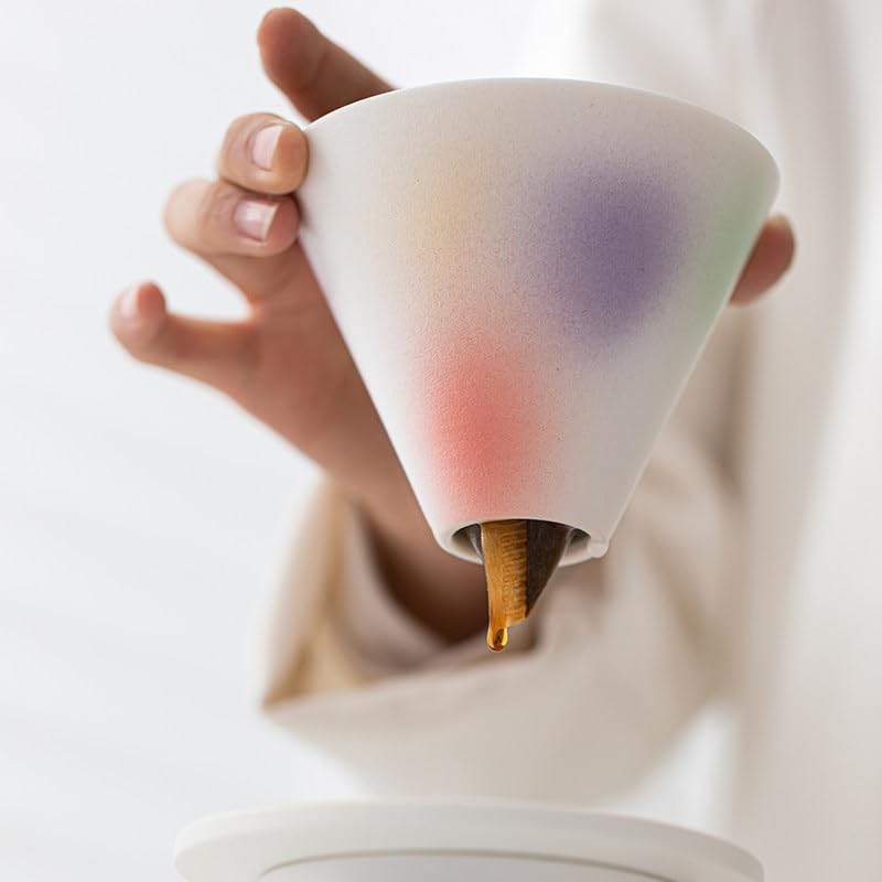 Handmade Color Rainbow Pour Over Coffee Maker Set, Ceramic Coffee Dripper Brewer Heat Resistant Coffee Pot Decanter ACM05C - Image 5