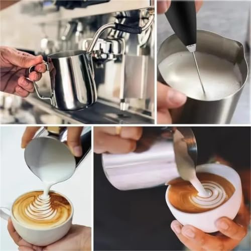 Milk Frother Cup Stainless Steel Coffee Milk Frothing Jug Stainless Steel Espresso Frother Pitcher Latte Art Measurement Barista Tool Accessories(900ml-With scale) - Image 4