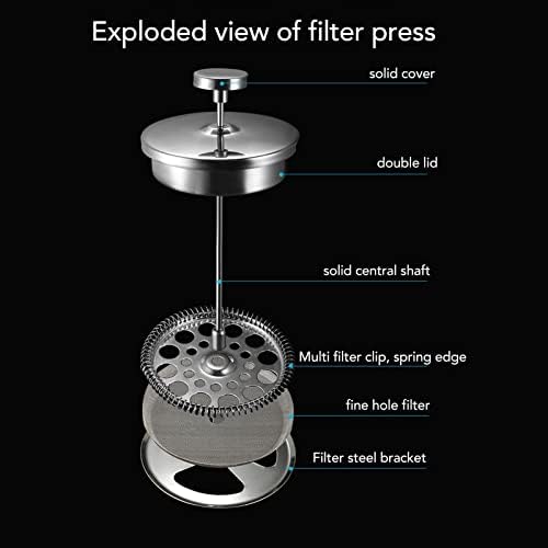 French Press Coffee Maker, Double Layer Insulated Stainless Steel French Press Pot, Portable Coffee Brewing French Press, Best for French Press Coffee, Durable Design - Image 3