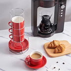 8 Ounce Stackable Cappuccino Cups with Saucers and Metal Stand - Image 4