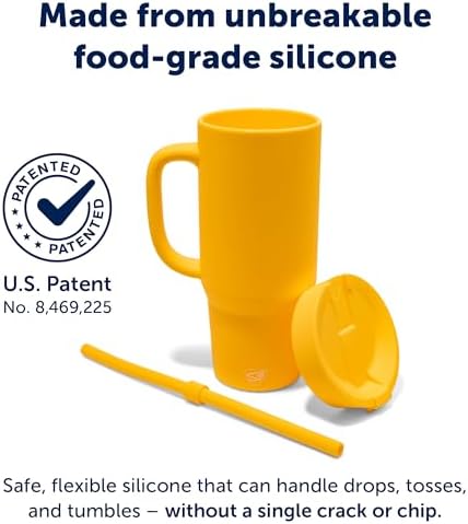 Silipint 32oz Silicone Tumbler with Handle Flip Lid and Straw – BPA-Free Non-Toxic Unbreakable Freezer Microwave Dishwasher Safe Tumbler – Perfect for Tea Cold Water Smoothies Pack of 4 - Image 3