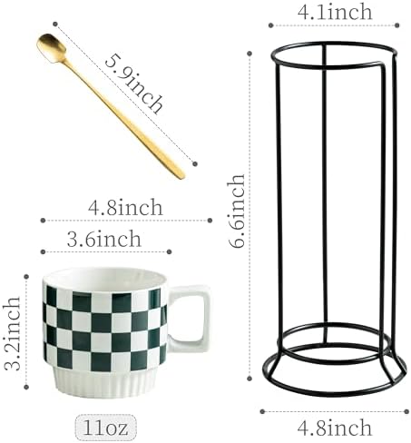Miamolo Coffee Mugs with Stand and Spoons, Stacking Space-saving - Image 2