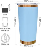 20 oz Tumbler Bulk Stainless Steel Tumblers with Lids and Straws Sky Blue - Image 2