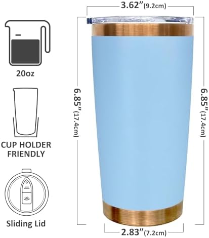 20 oz Tumbler Bulk Stainless Steel Tumblers with Lids and Straws Sky Blue - Image 2