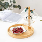 LIU- Bamboo Mug Holder with 6 Hooks,Round Storage Tray for Storing Coffee Pods, Tea Bag and Kettle，Countertop Cups Holder Rack, for Counter Bar - Image 5