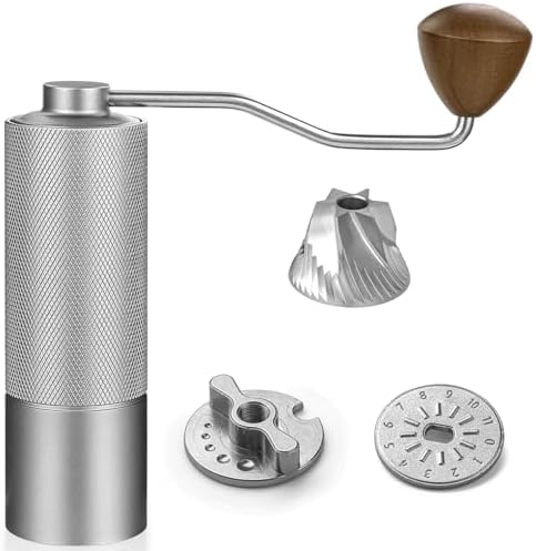 Manual Coffee Grinder with Stainless Steel Burr, Portable Coffee Grinder for for Espresso, Travel, Camping and Office (Silver) by Dricharft