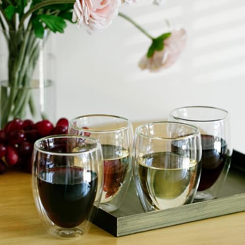 BTaT- Double Walled Stemless Wine Glasses, 12 oz, Set of 4, Smooth Rim Standard Wine Glass Tumbler for Hot & Cold Beverages, Gifts for Wedding, Christmas, Anniversary - Image 5
