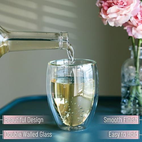 BTaT- Double Walled Stemless Wine Glasses, 12 oz, Set of 4, Smooth Rim Standard Wine Glass Tumbler for Hot & Cold Beverages, Gifts for Wedding, Christmas, Anniversary - Image 4