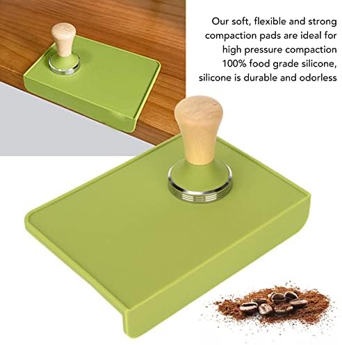 Aramox Wood Coffee Tamper with Silicone Tamper Mat Set Stainless Steel Base Beech Handle Even Pressure Easy Clean for Beginners Home Baristas Prep 8.5 X 6.0 X 0.4in (58mm / 2.28in) - Image 2
