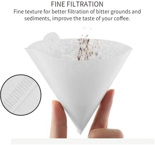 500 Pcs Wood Pulp Conical Filter Paper – Hand-Brewed Coffee Portable Drip Sheets for Households(Brown) - Image 3