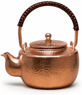 harayaa Copper Kettle Hand Hammered Teapot Pure Copper Small Tea Kettle Efficient Water Boiling Lifted Arch Handle Short Spout Tight Fitting Lid Heat, Original Color Lifting Beam Pot by Unknown