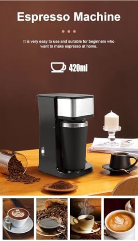 Drip coffee machine 750W high power, 14.8 oz (0.5qt) stainless steel interior independent cup and detachable reusable filter basket, 5 coffee cups automatically close, suitable for home offices - Image 4