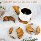 Drink Coaster Set, Wooden Absorbent Coasters, Epoxy Resin Coaster for Coffee Table, Tabletop Protection Decor, Set of 5 with Holder - Image 2