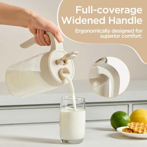 32 oz Glass Pitcher with Lid, 1 Quart Mason Jar Pitcher with Lid Airtight, Breast Milk Storage for Fridge, Ideal for Cold Brew Coffee, Iced Tea, Sun Tea, Juices - Image 3