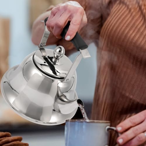 ERINGOGO 2L Whistling Tea Kettle Stovetop, Stainless Steel Teapot Water Kettle with Removable Tea Infuser, Mirror Polished Retro Tea Maker for Gas, Induction - Image 5