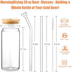 12PCS 20oz Glass Cups with Lids and Straws, 2 Cleaning Brushe - Image 2