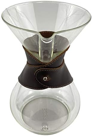 Hide & Drink, Pour Over Collar Compatible with Chemex 6-Cup Glass Handmade from Full Grain Leather - Bourbon Brown - Image 5