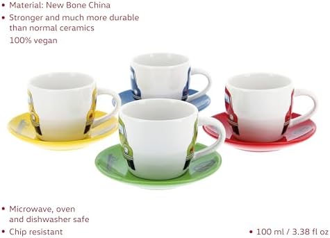 BRISA VW Collection - Beetle Bug Ceramic Espresso Cups, 4-Pack - Image 2