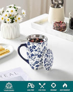 vancasso SELENE Porcelain Tea Mug, 18 oz Porcelain Tea Cup with Infuser and Lid Steeps Loose Leaf Tea, Microwave & Dishwasher Safe, Five-Leaf Clover - Image 4