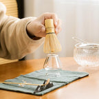 DWEHIXBUY Japanese Tea Set (7pcs) Matcha Whisk Set Matcha Bowl with Pouring Spout Bamboo Matcha Whisk (chasen) Scoop (chashaku) Matcha Whisk Holder Tea Making Kit. WHITE GLASS - Image 6