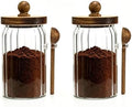 Vintage Glass Jar with Wooden Spoon&Lid,26 fl.oz Coffee Canister Set of 2 by Steviieden