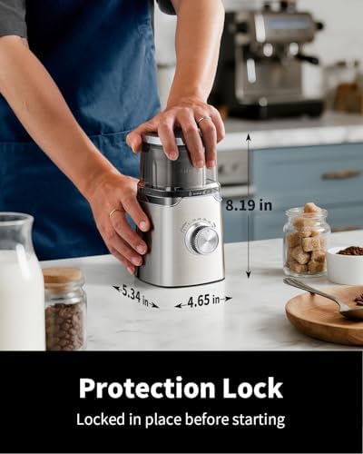 SHARDOR Electric Blade Coffee Grinder, Timed Grind Control Rotary Knob, All-stainless steel shell,Adjustable,for Coffee Beans, Spices & Herbs, with 1 Removable Stainless Steel Bowl,Sliver - Image 5