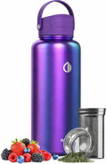 32 oz Ceramic Lined Tea Infuser Travel Tumbler, Micro-Mesh Stainless Steel Infuser, Pure Taste Ceramic Interior, Triple Insulated 12hr Hot Cold, Dual Sip & Straw Lid, Scratch-Resistant by Hemli