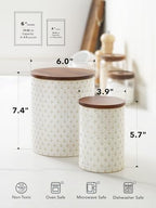 LE TAUCI Ceramic Coffee Canister Set with Airtight Lids, Decorative Food Storage Jars for Sugar, Flour and Tea - Large Kitchen Countertop Canisters for Pantry Decor, Set of 2 (78/25 oz), Clover - Image 4