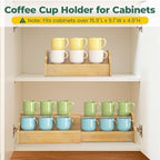 EsLuker.ly Coffee Mug Cup Holder Rack for Cabinets Countertop, Bamboo - Image 5