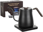 Gooseneck Digital Electric Kettle Set, 304 Stainless Steel Interior Programmed Temperatures with ±1℉ Temperature Control Function, 1000 Watt Rapid Boiling And Keep Warm Function,Black by NERNGZC