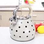 Stovetop Teapot For Home And Restaurant 3.5L Tea Kettle Stainless Steel Stovetop Whistling Teakettle Teapot For Stove Top With Fast Heating Base Portable Water(White) - Image 5
